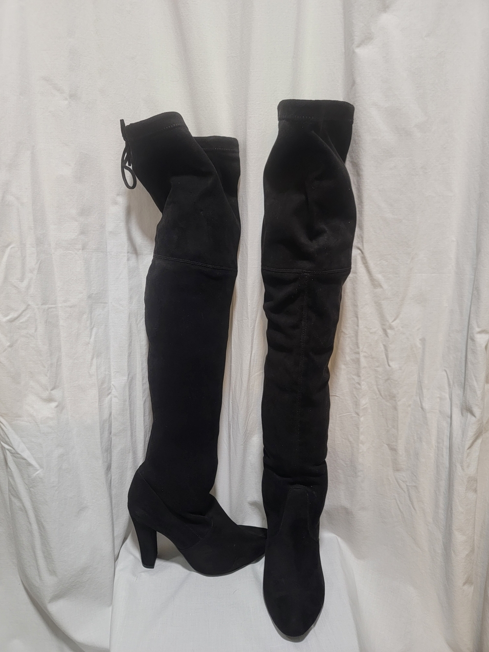 Steve Madden Black Over-the-Knee Stretch Boots with Heel